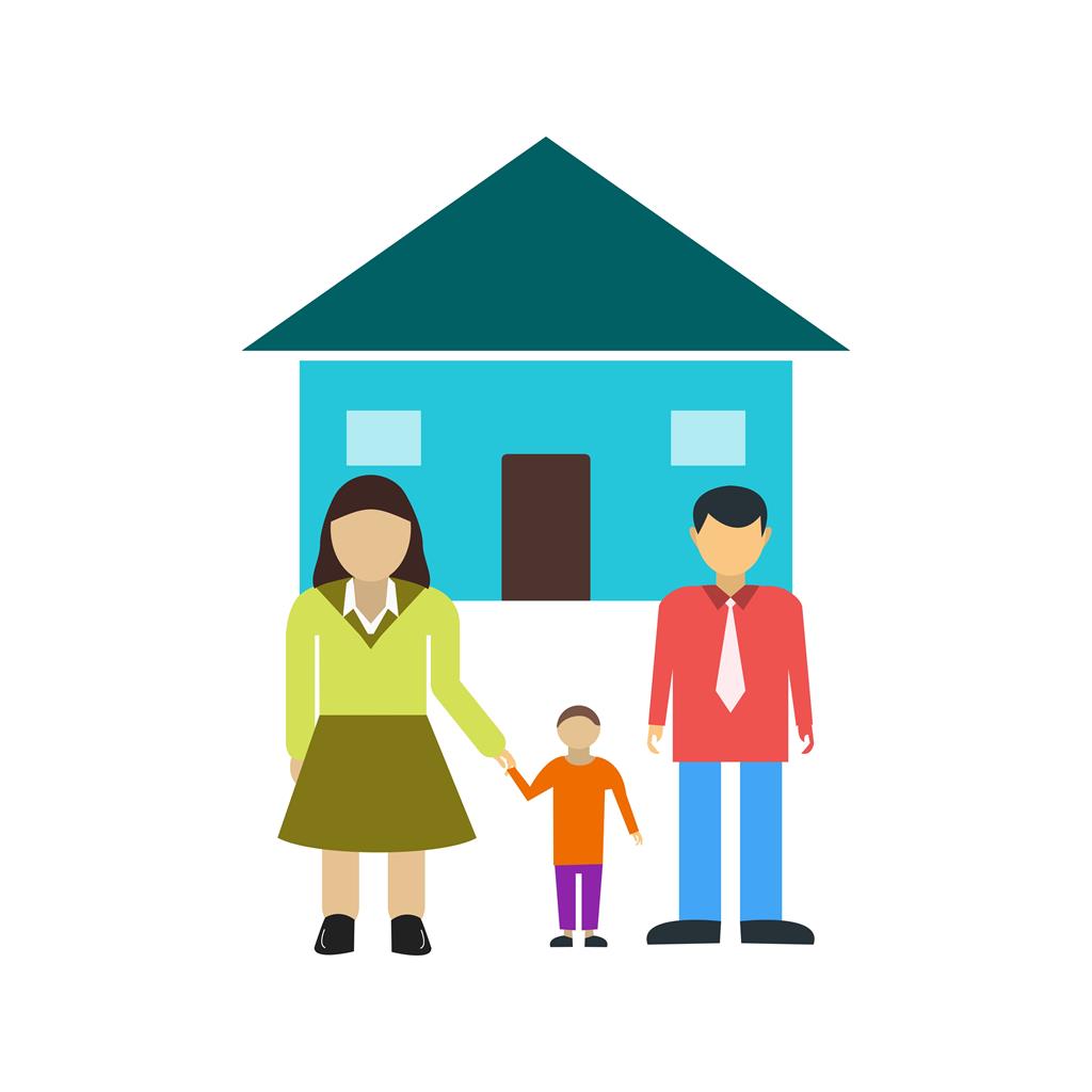Family Home Flat Multicolor Icon