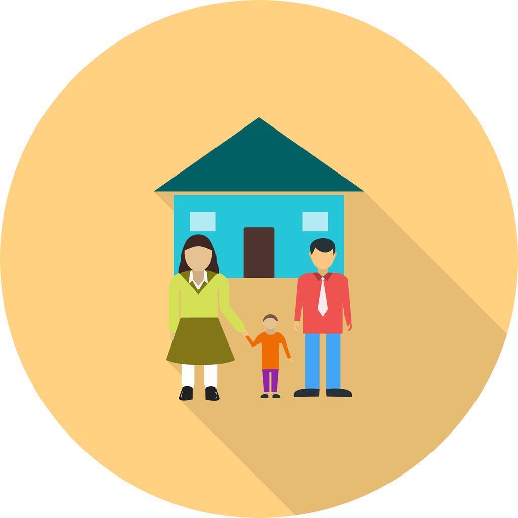 Family Home Flat Shadowed Icon