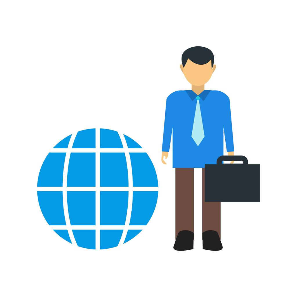 International Businessman Flat Multicolor Icon