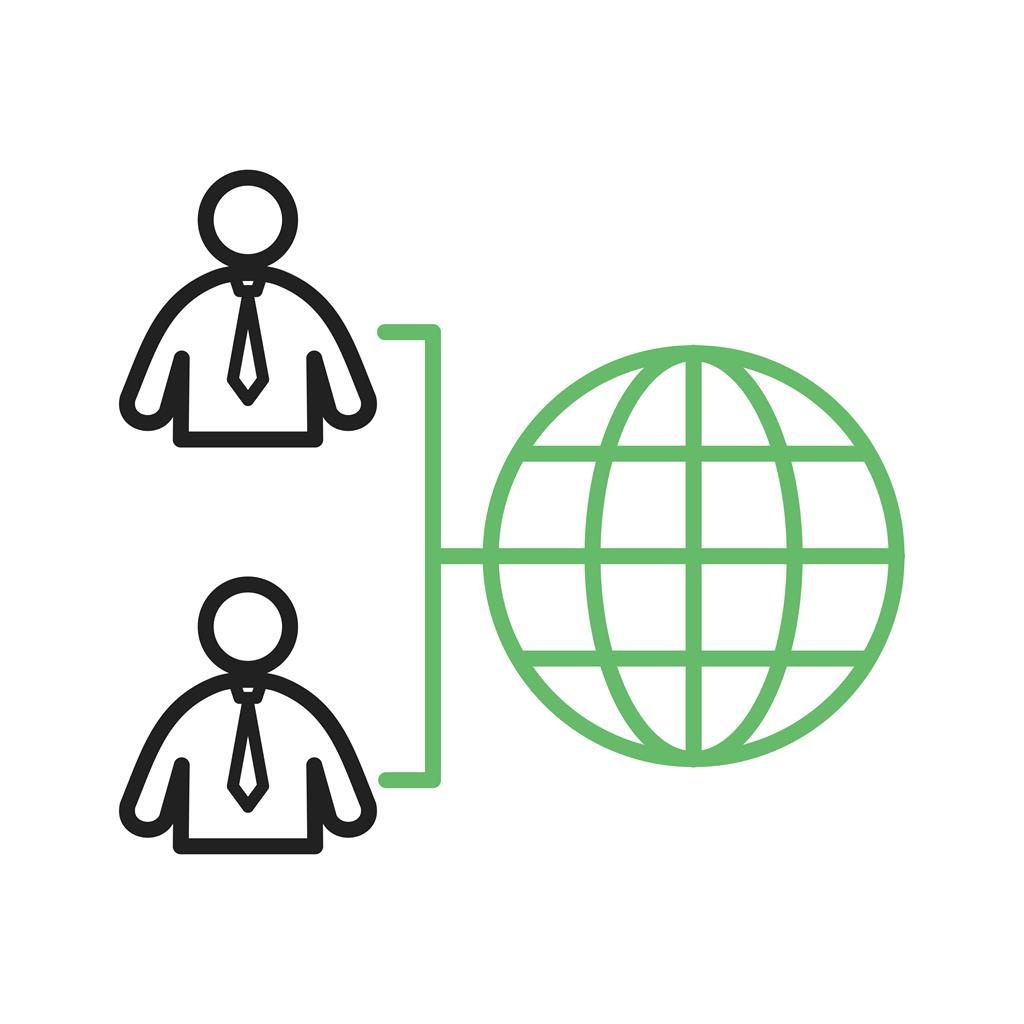Globally Connected User Line Green Black Icon