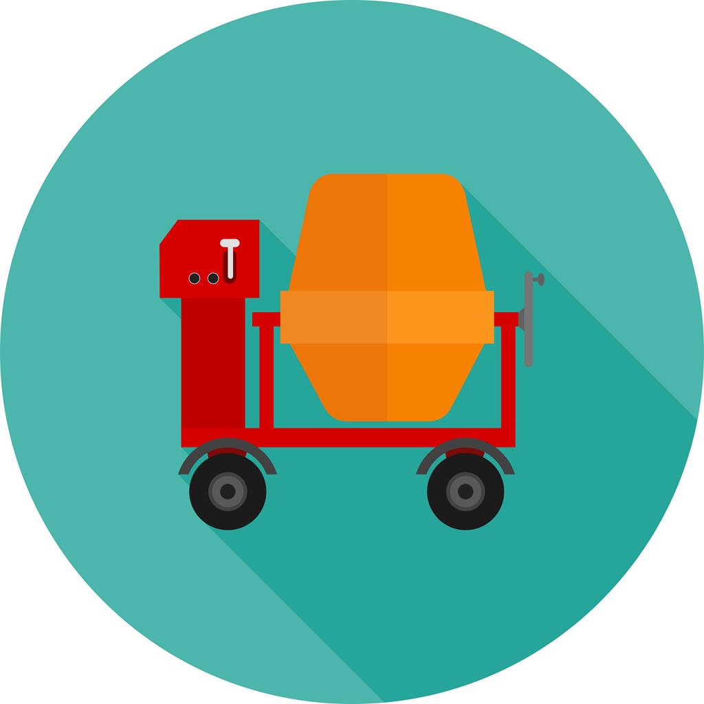 Cement Mixing Flat Shadowed Icon - IconBunny