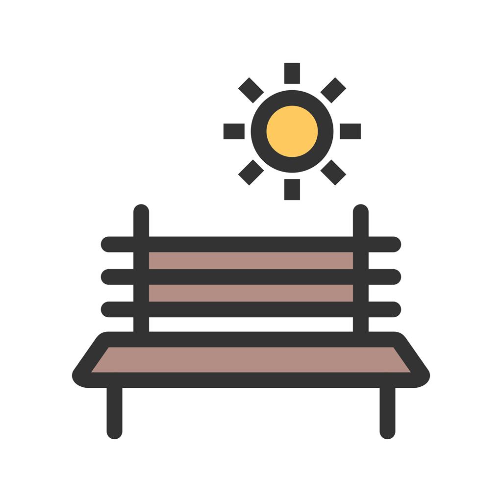 Bench in Park Line Filled Icon