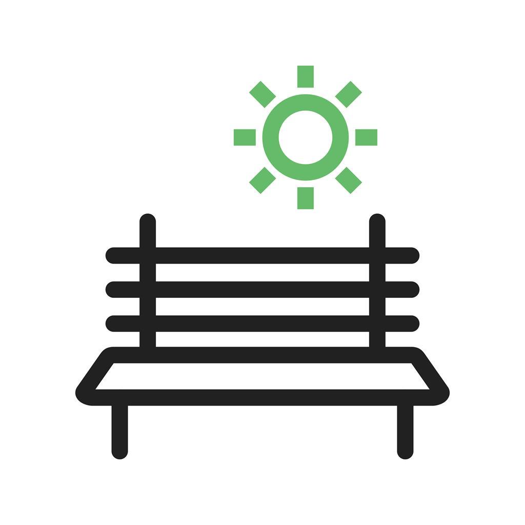 Bench in Park Line Green Black Icon