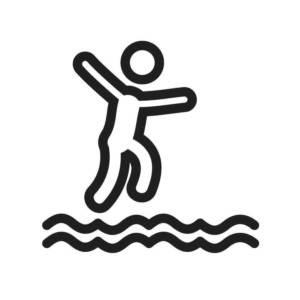 Jumping in Water Line Icon