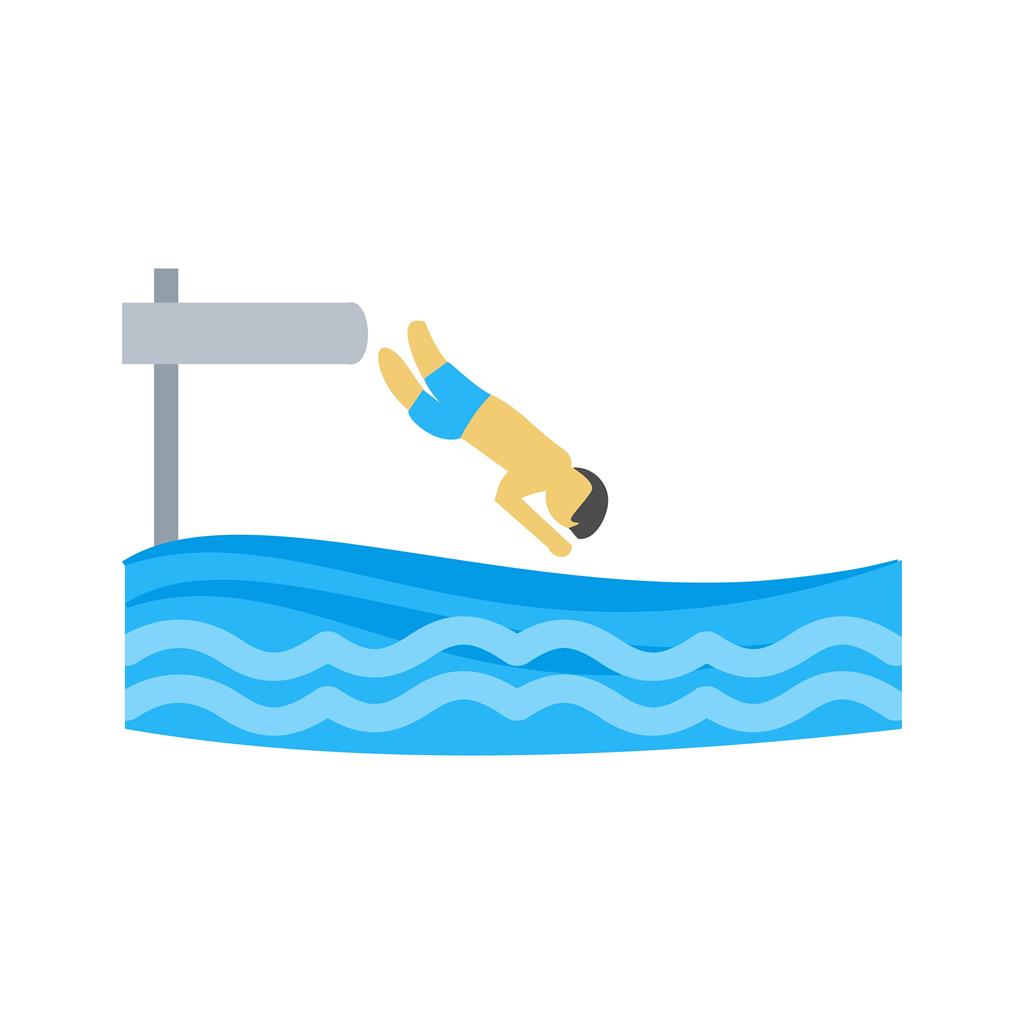 Jumping in Water Flat Multicolor Icon