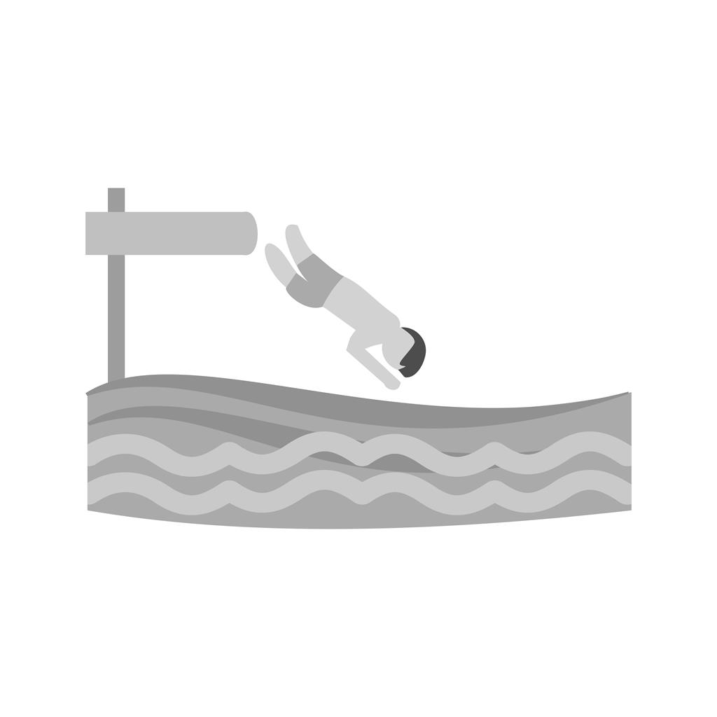 Jumping in Water Greyscale Icon