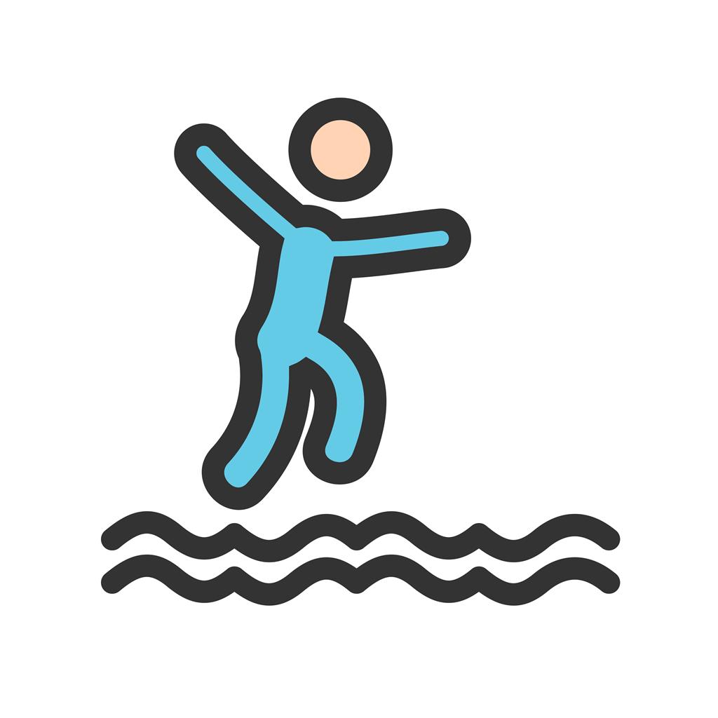 Jumping in Water Line Filled Icon