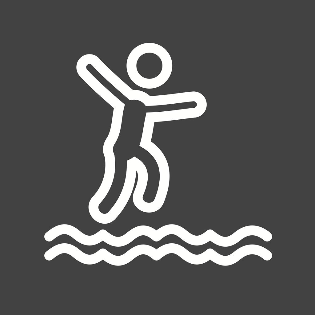 Jumping in Water Line Inverted Icon