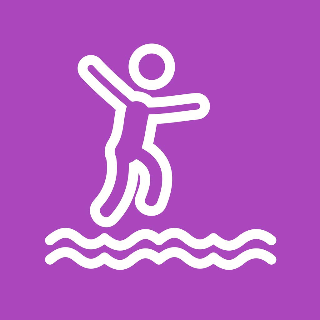 Jumping in Water Line Multicolor B/G Icon