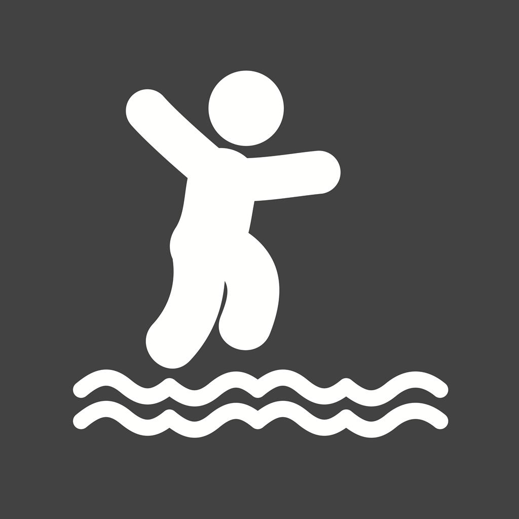 Jumping in Water Glyph Inverted Icon