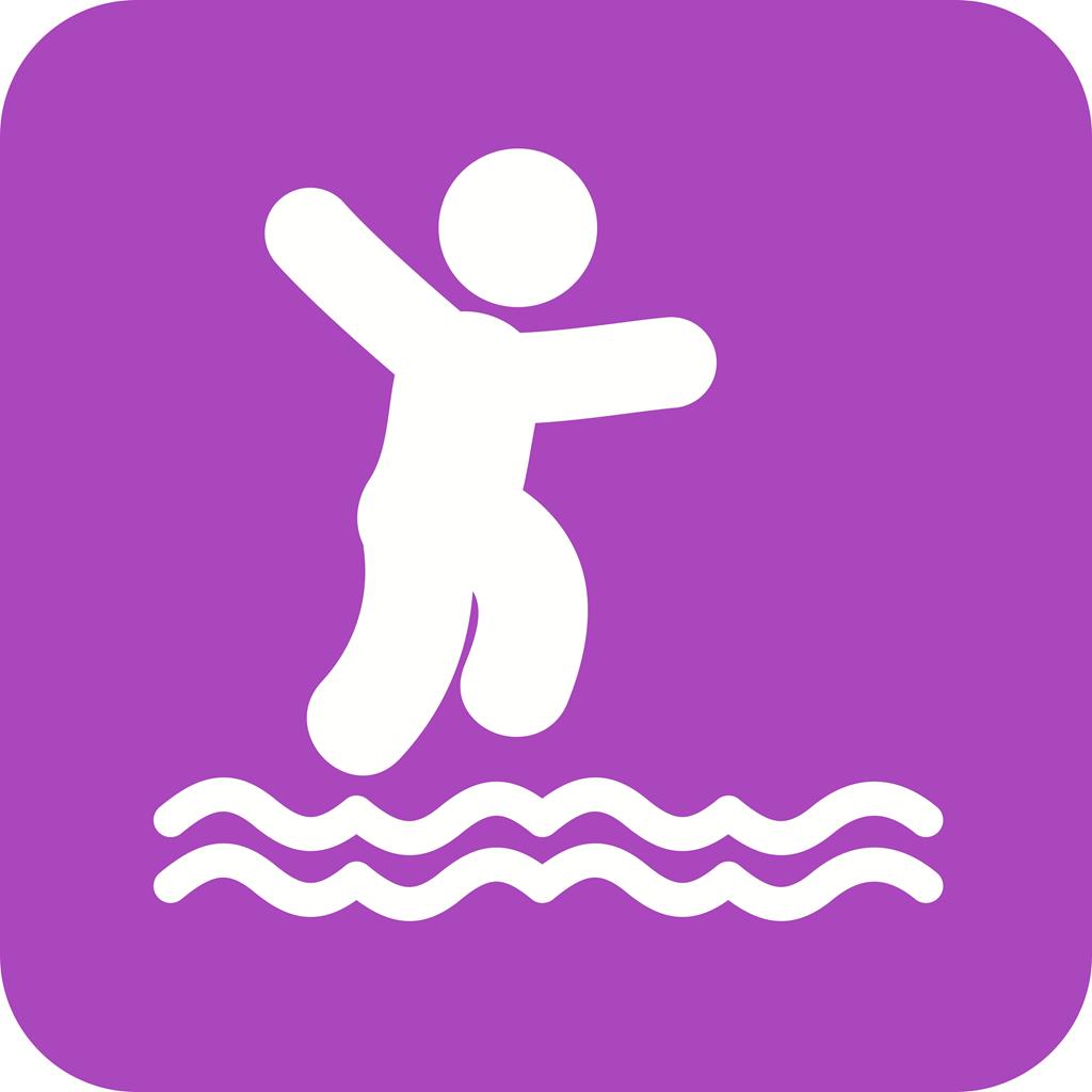 Jumping in Water Flat Round Corner Icon
