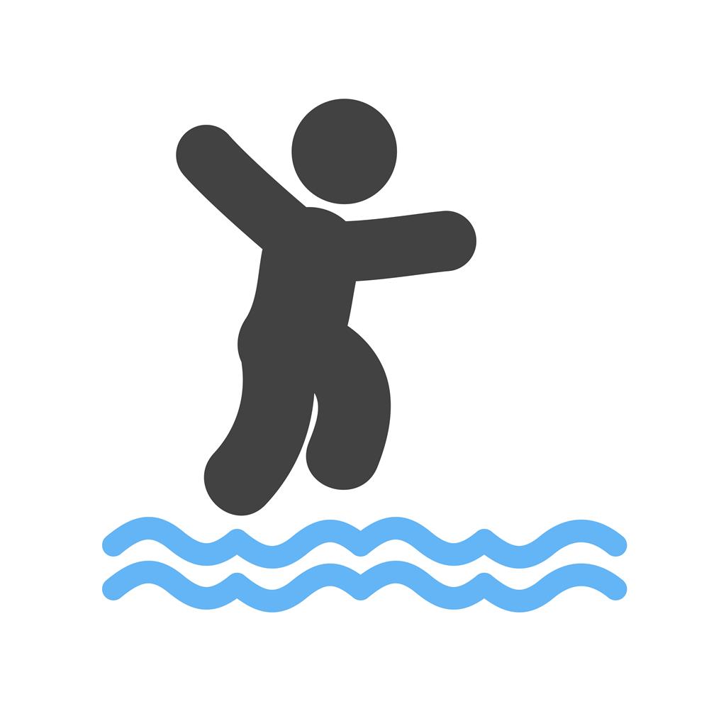 Jumping in Water Blue Black Icon
