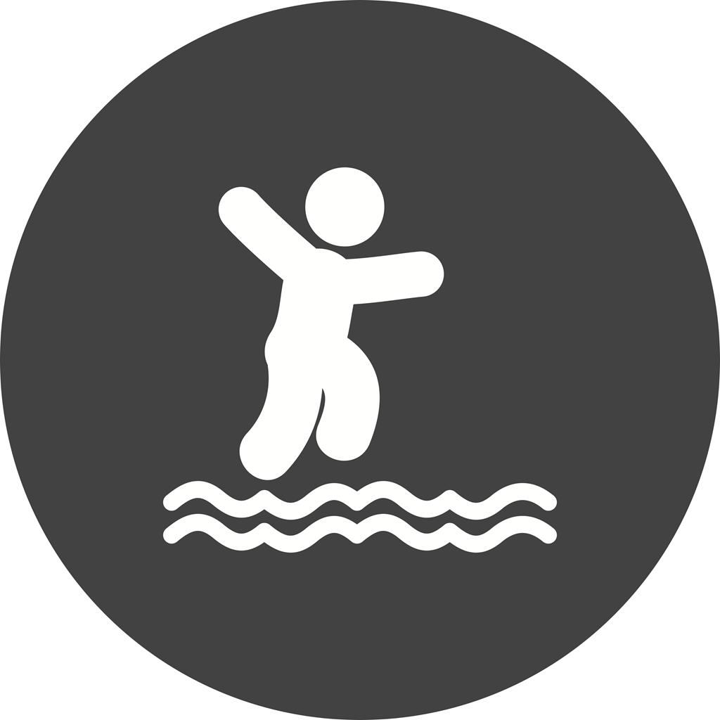 Jumping in Water Flat Round Icon