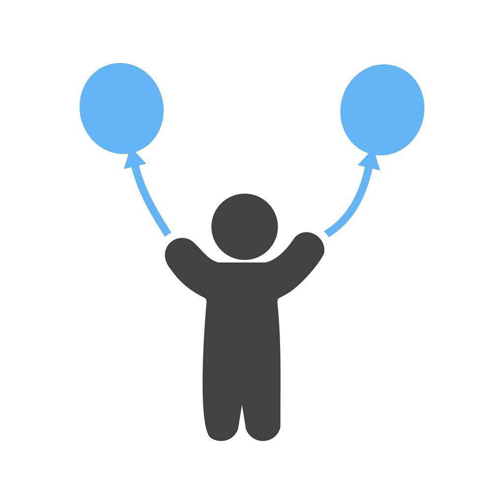 Child with Balloons Blue Black Icon
