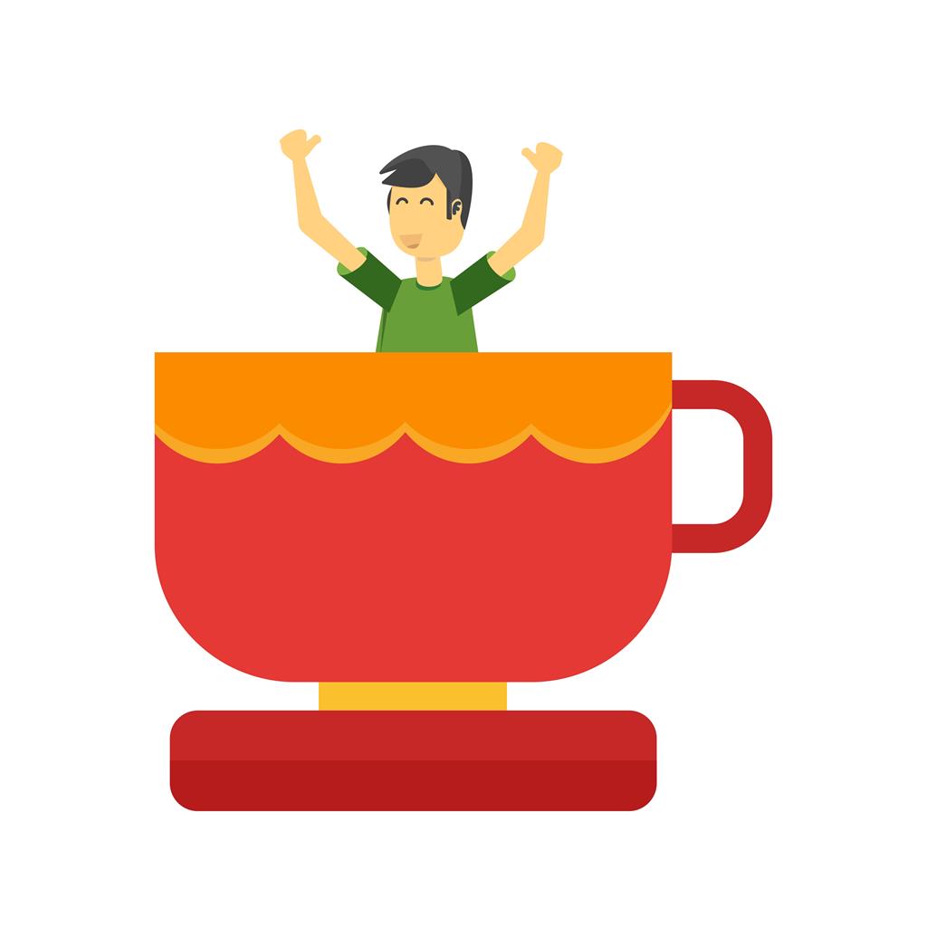 Tea Cups Ride Flat Multicolor Icon