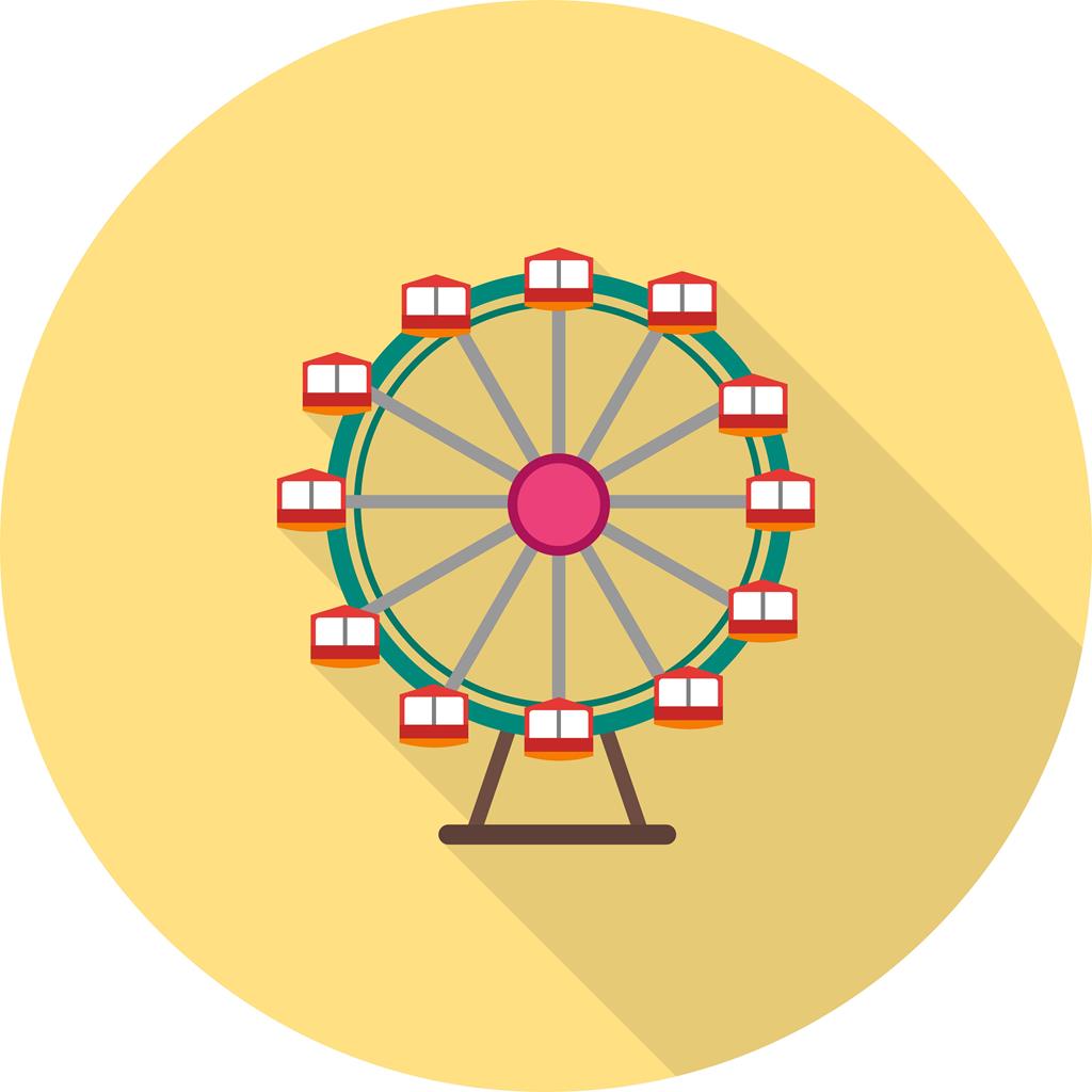 Ferris Wheel Flat Shadowed Icon