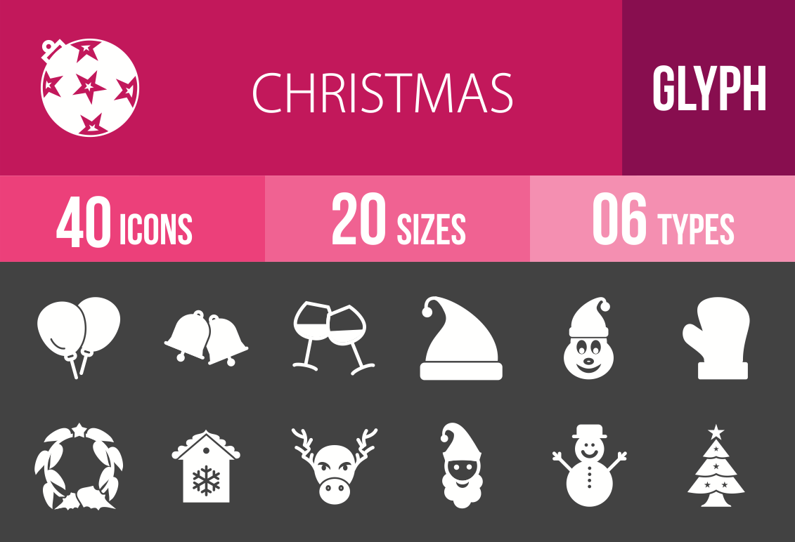40 Christmas Glyph Inverted Icons - Overview - IconBunny