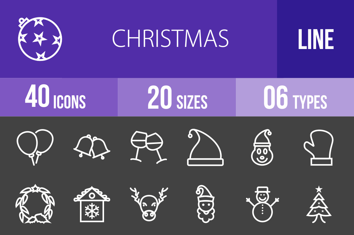 40 Christmas Line Inverted Icons - Overview - IconBunny