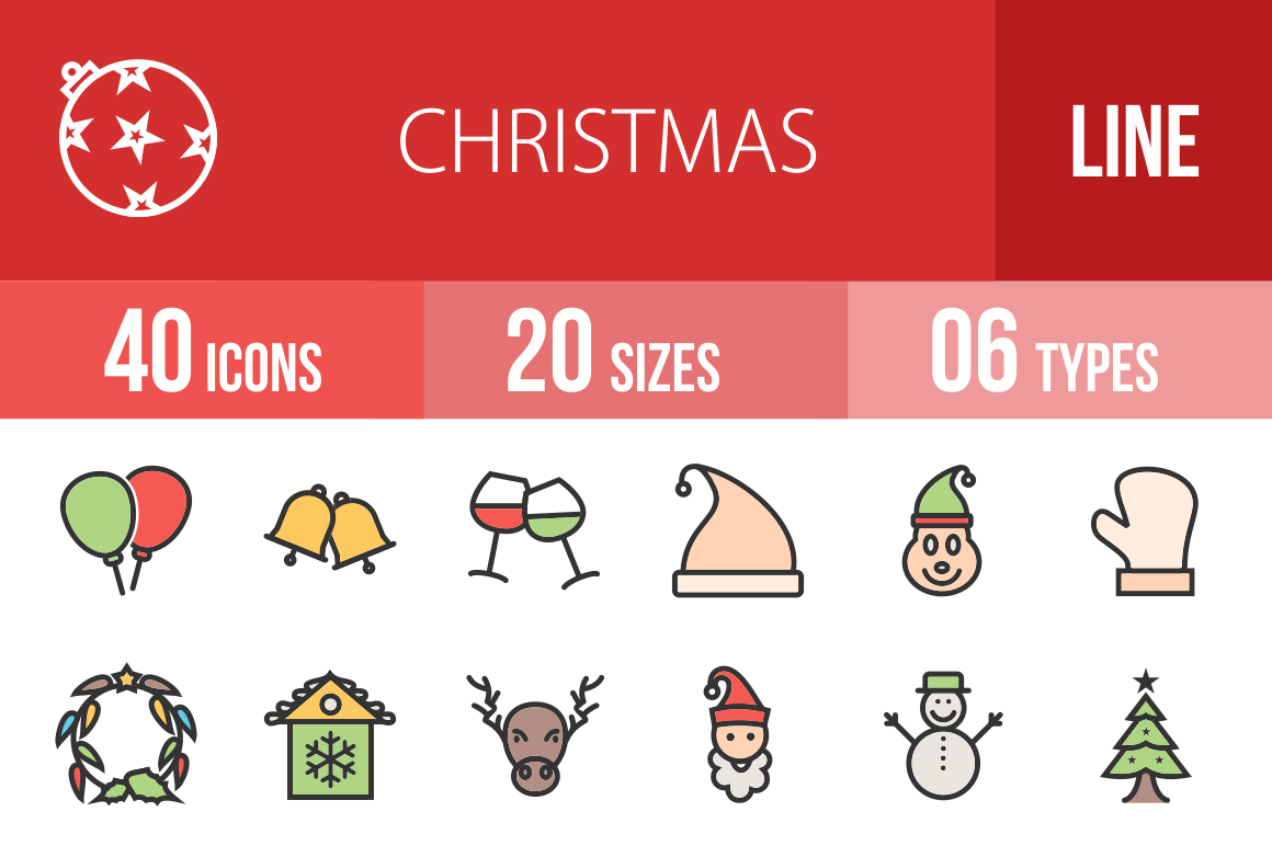 40 Christmas Line Multicolor Filled Icons - Overview - IconBunny