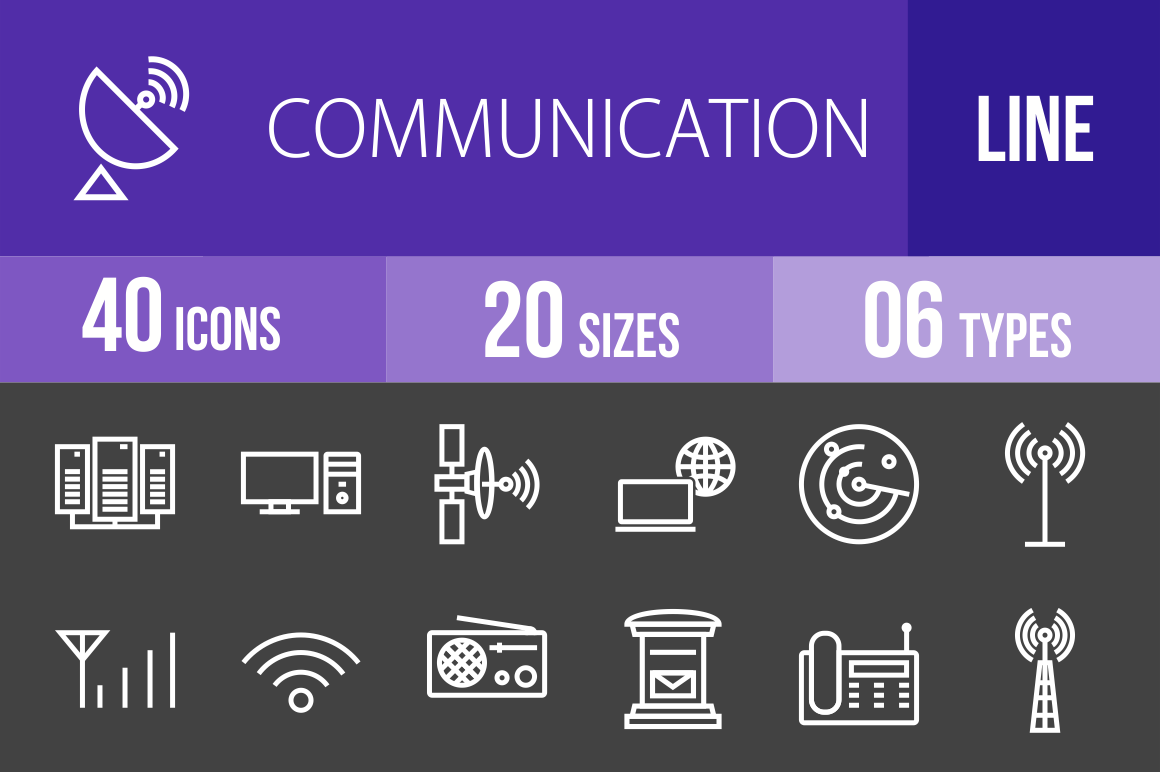 40 Communication Line Inverted Icons - Overview - IconBunny