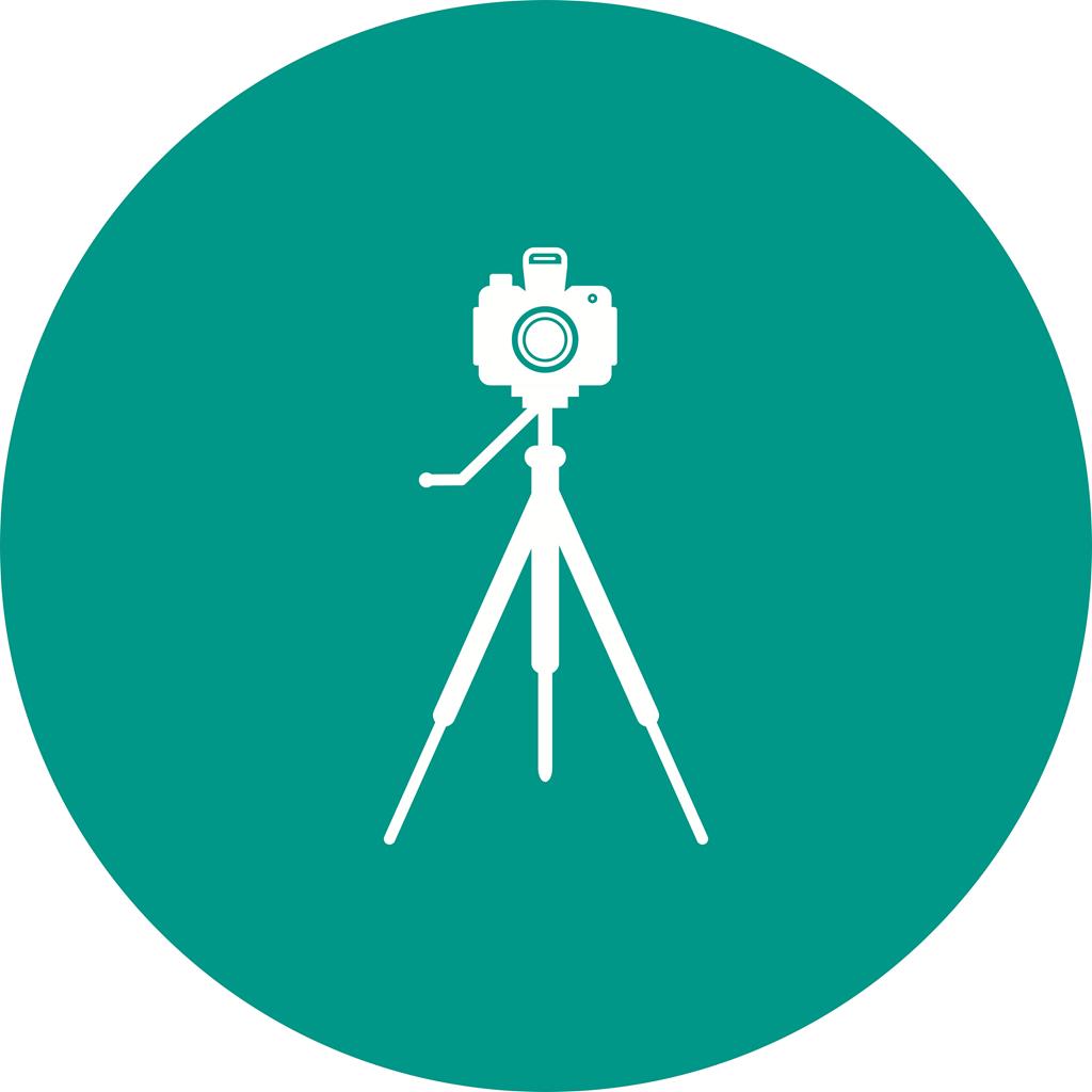 Camera on Stand Flat Round Icon