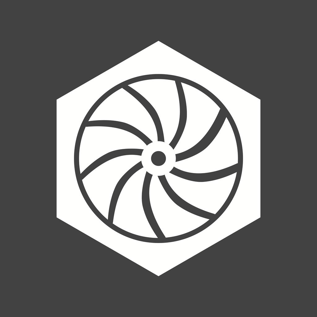 Hexagonal Diaphram Glyph Inverted Icon