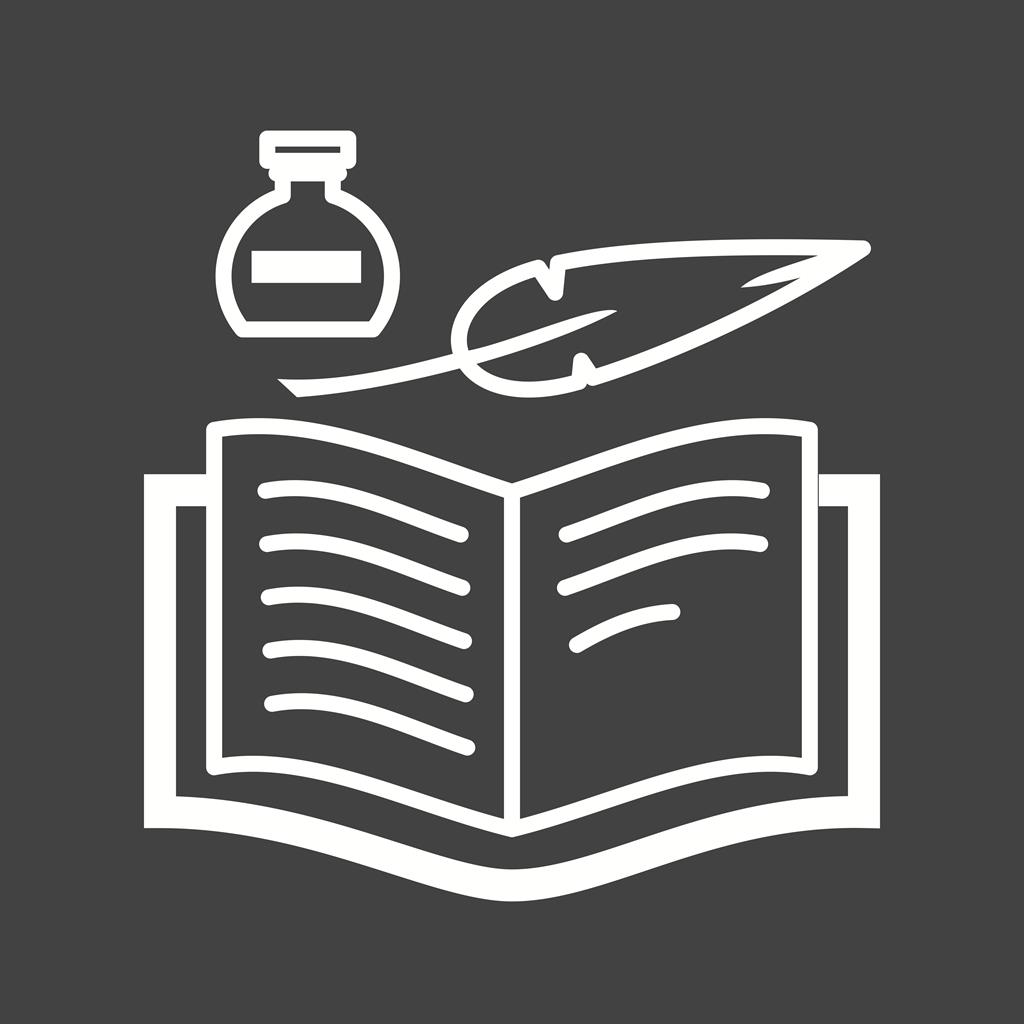 Quill and Book Line Inverted Icon