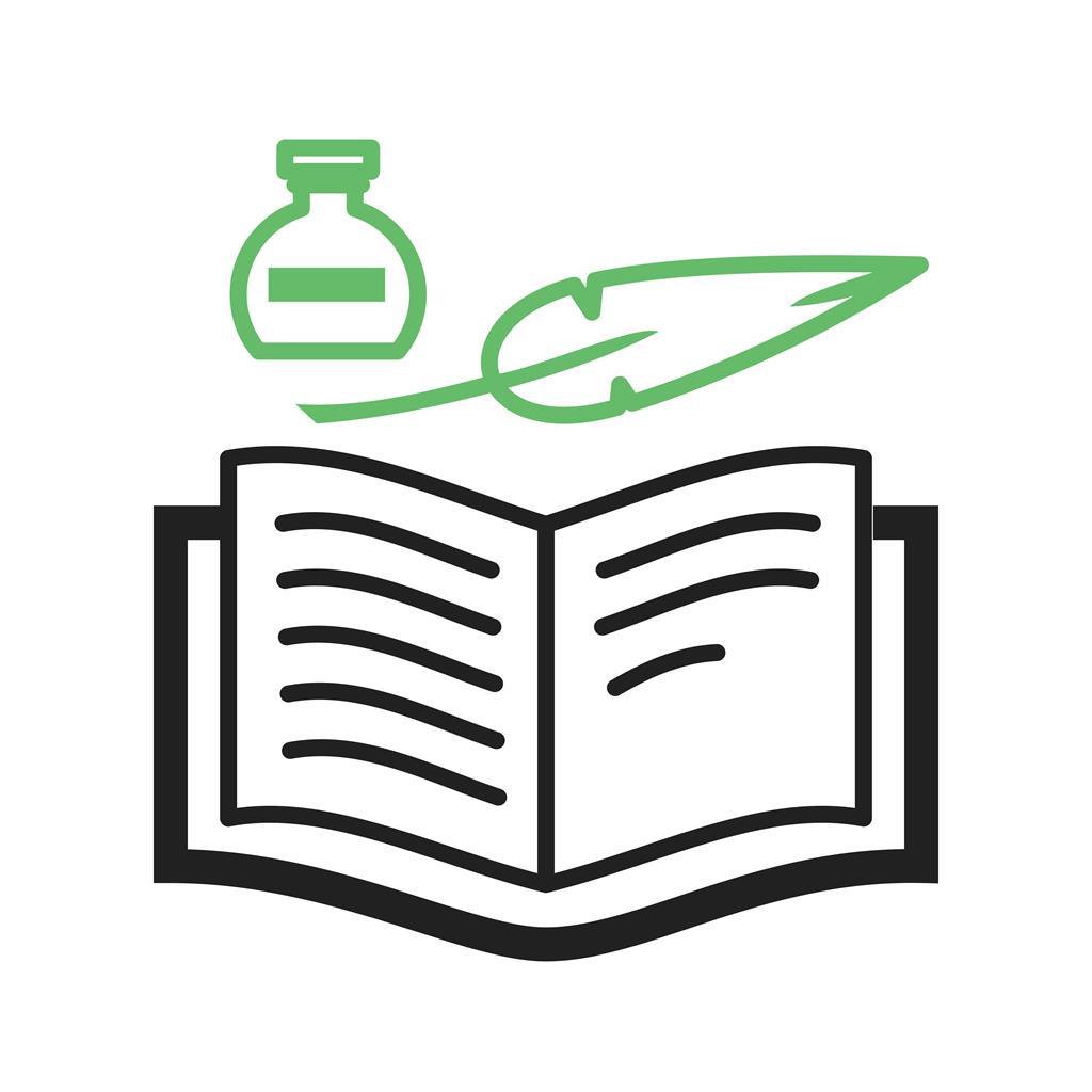 Quill and Book Line Green Black Icon