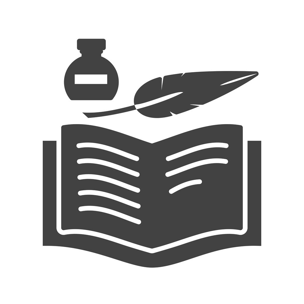 Quill and Book Glyph Icon