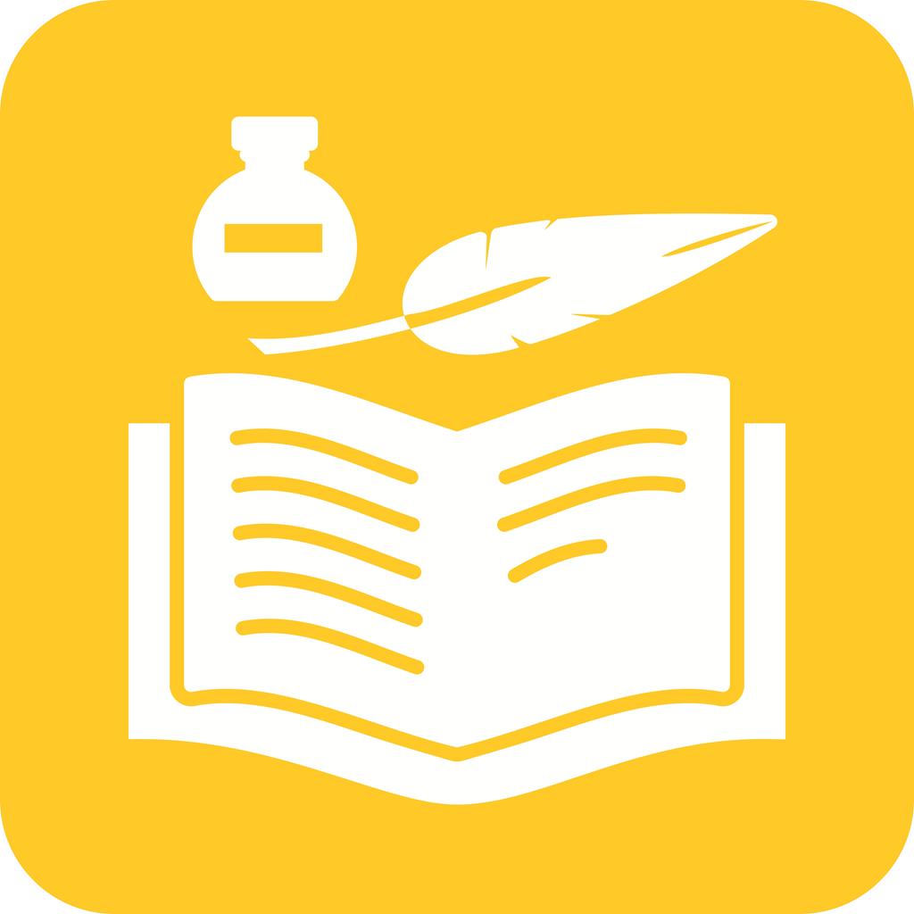 Quill and Book Flat Round Corner Icon
