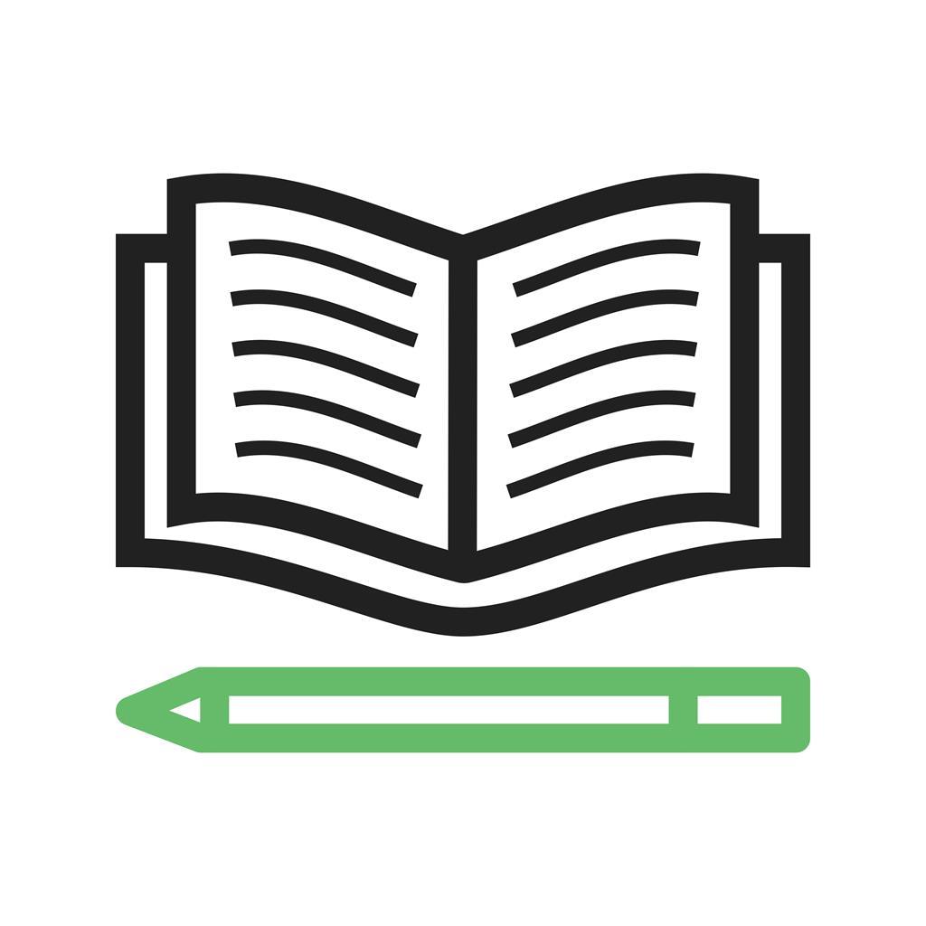 Pencil and Book Line Green Black Icon