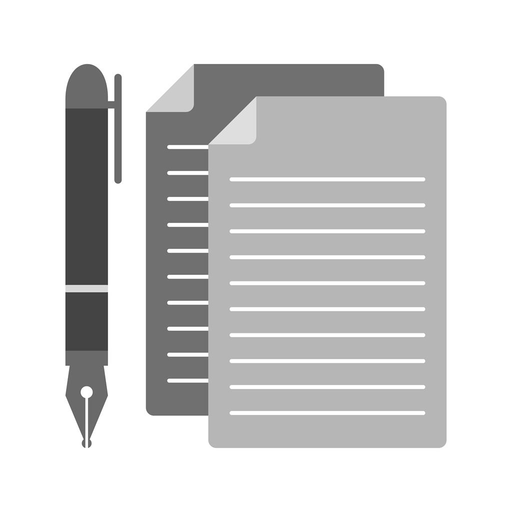 Documents and Pen Greyscale Icon