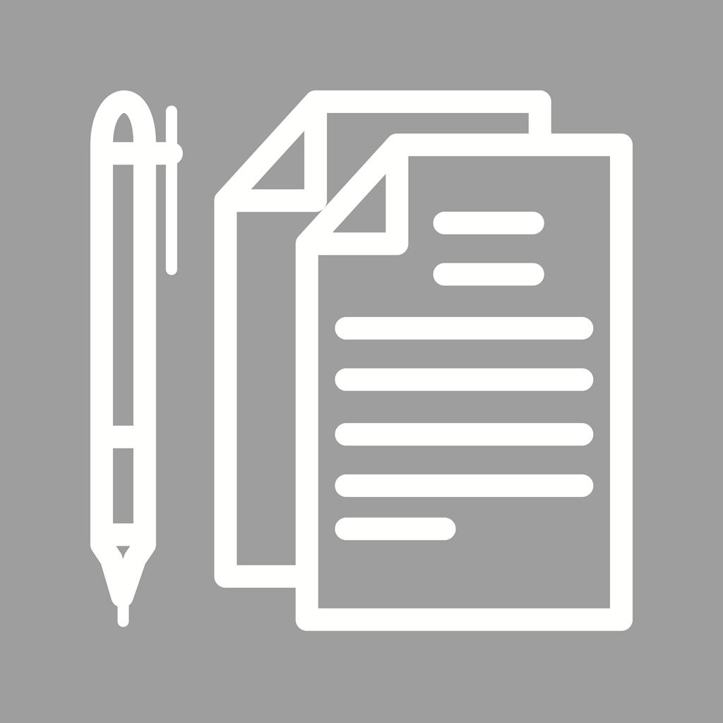 Documents and Pen Line Multicolor B/G Icon