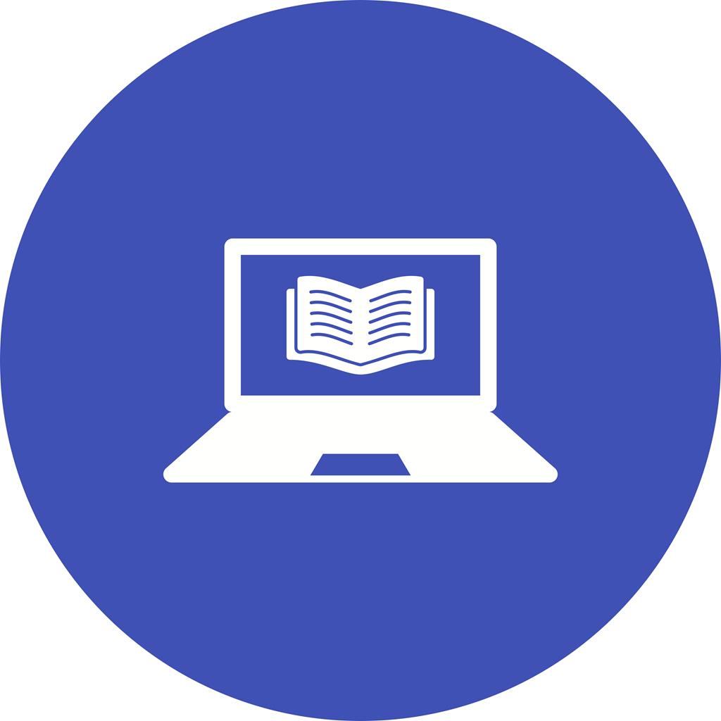 Online Books Flat Round Icon