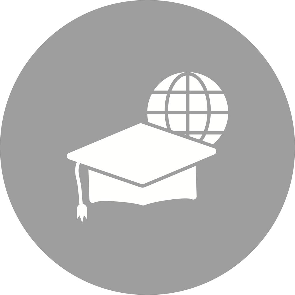 Online Graduation Flat Round Icon