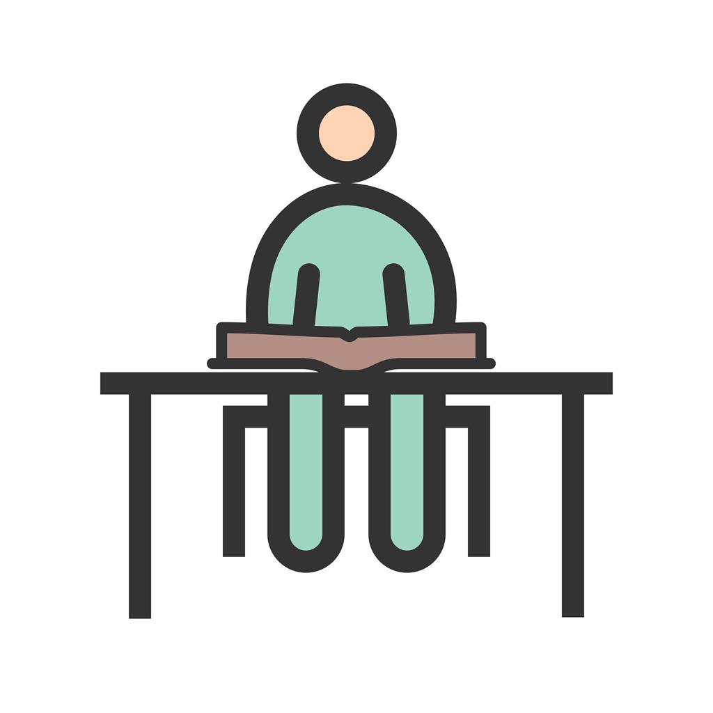 Studying on Desk II Line Filled Icon