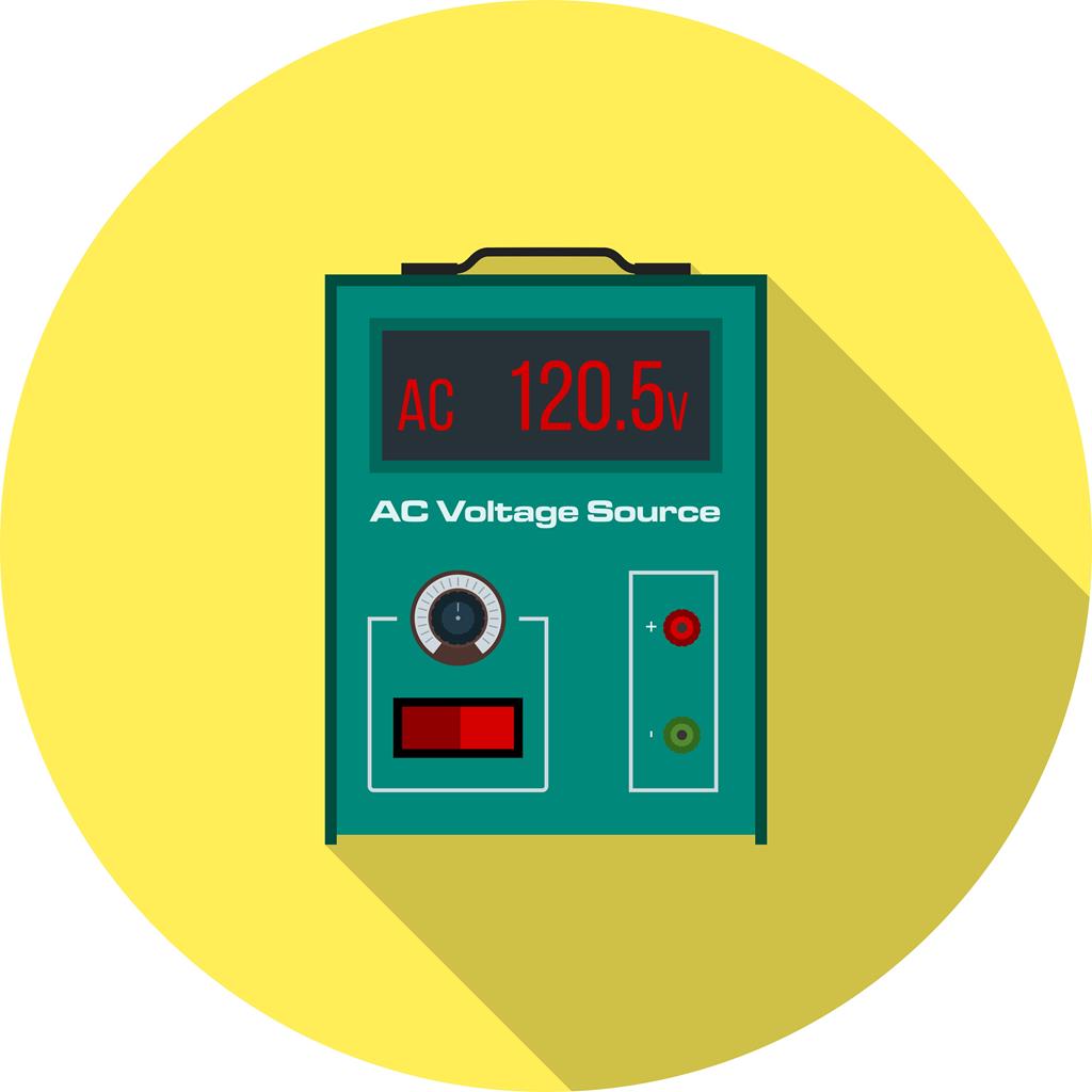 AC Voltage Source Flat Shadowed Icon