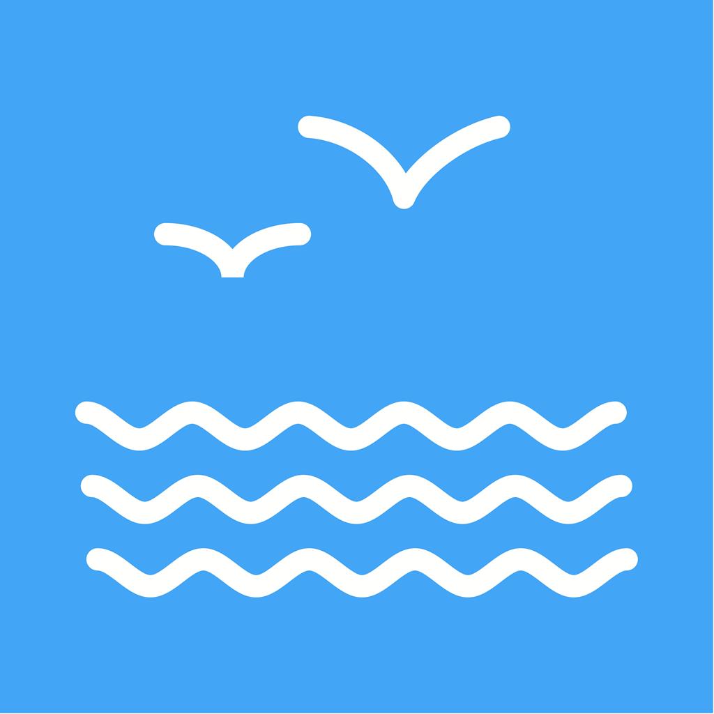 Water and Birds Line Multicolor B/G Icon