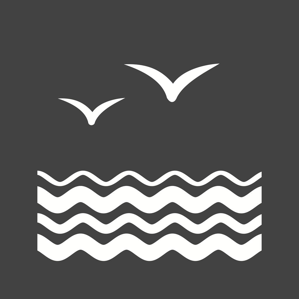 Water and Birds Glyph Inverted Icon