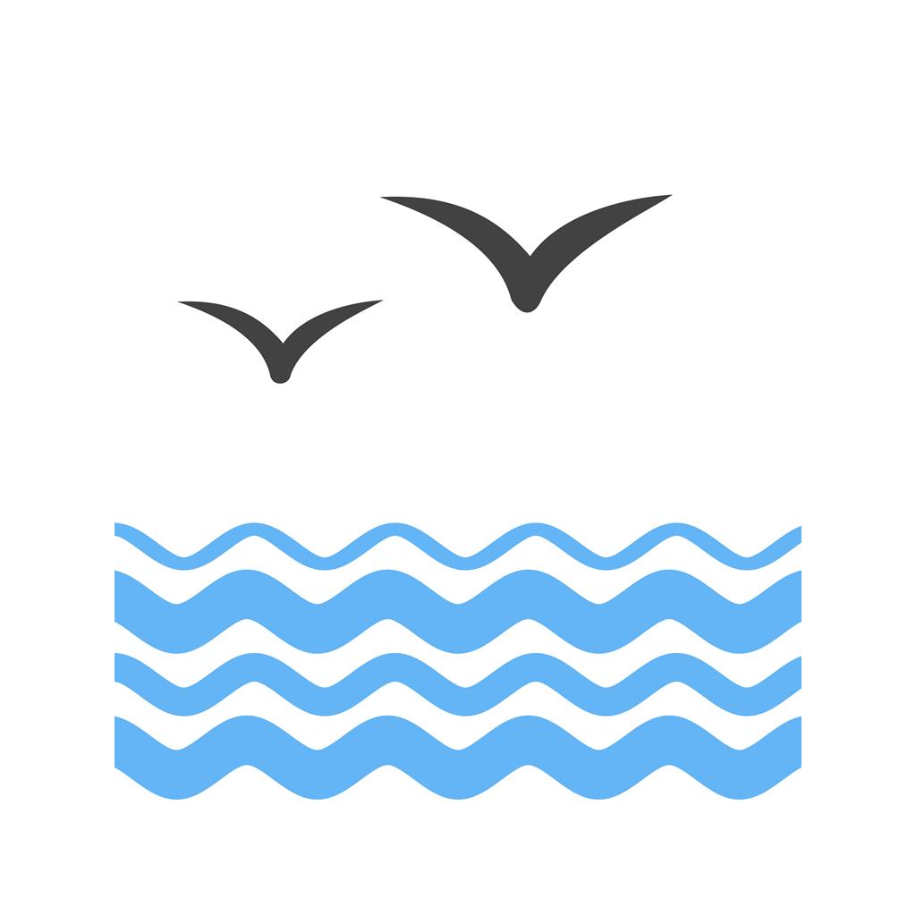 Water and Birds Blue Black Icon