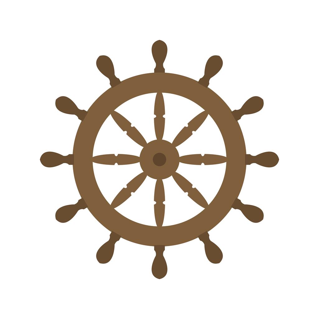 Ship Wheel Flat Multicolor Icon