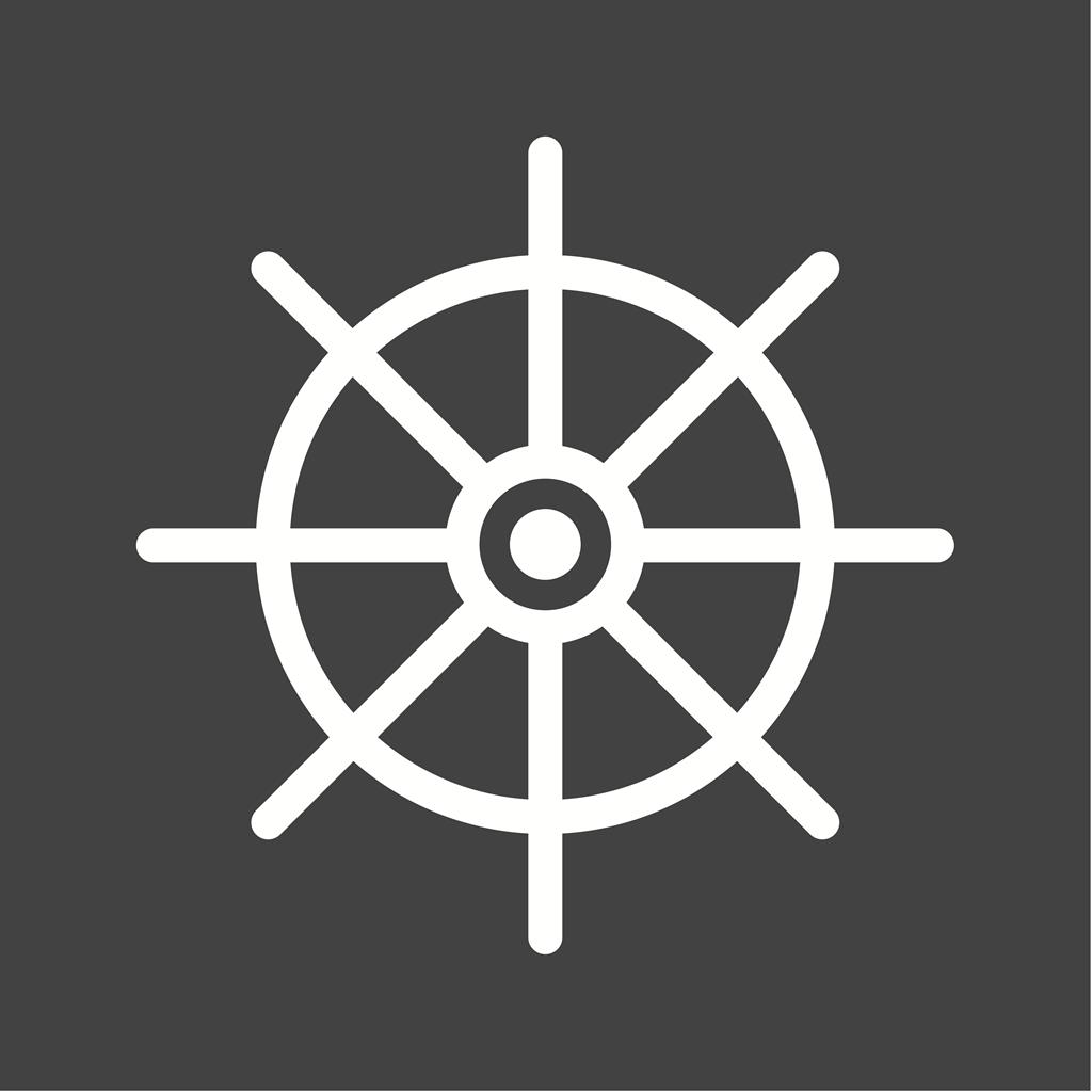 Ship Wheel Line Inverted Icon
