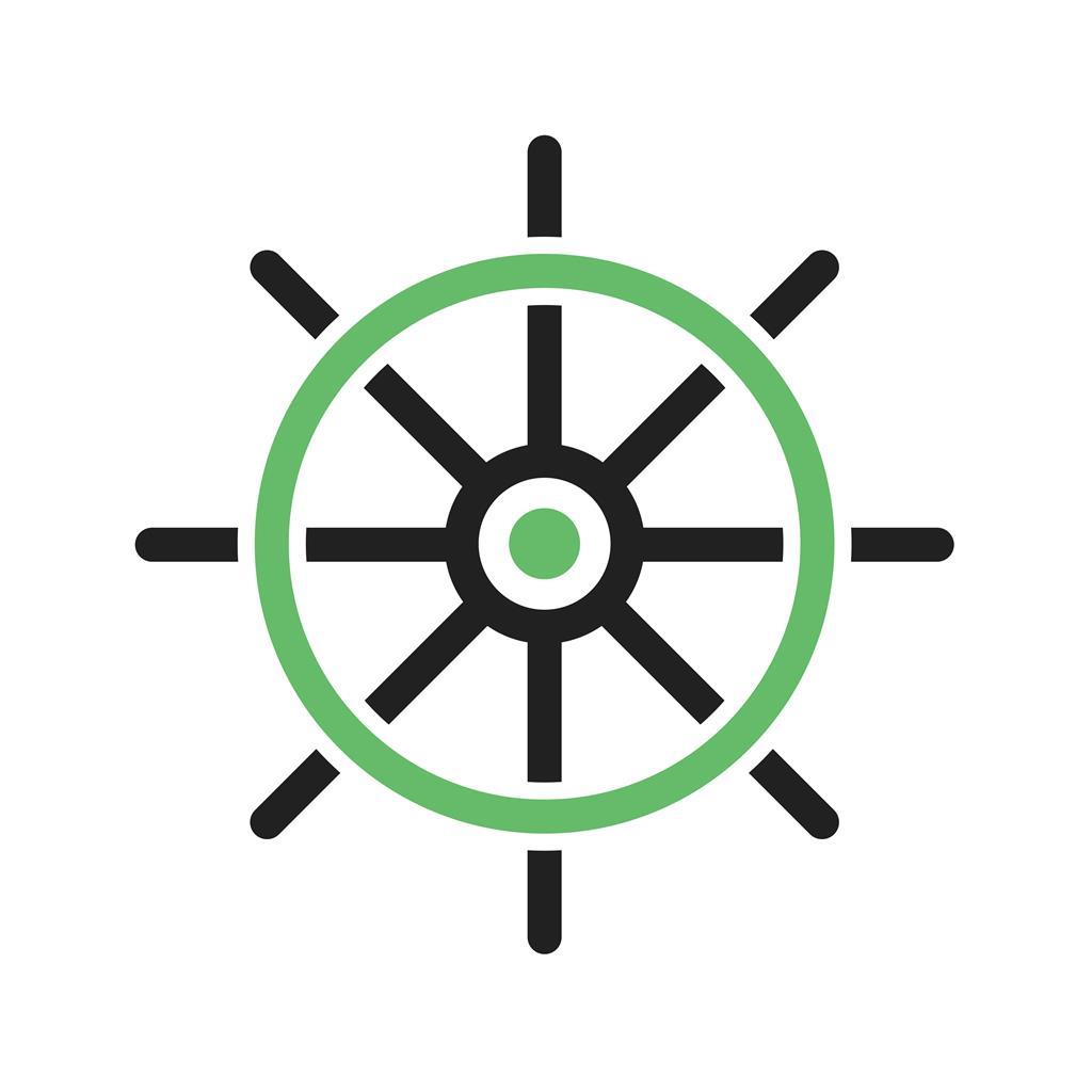 Ship Wheel Line Green Black Icon