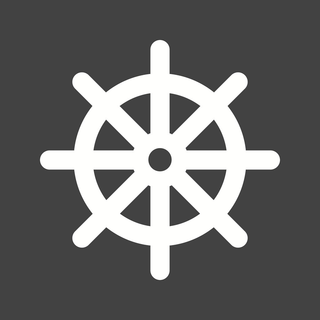 Ship Wheel Glyph Inverted Icon