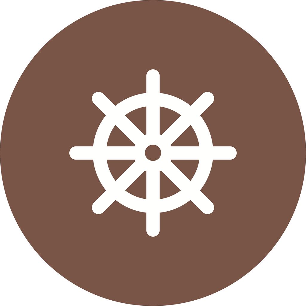 Ship Wheel Flat Round Icon