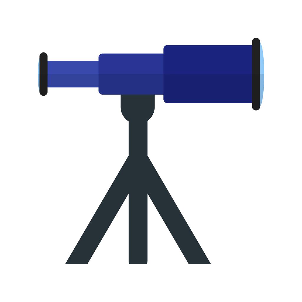 Telescope on Stand Flat Multicolor Icon