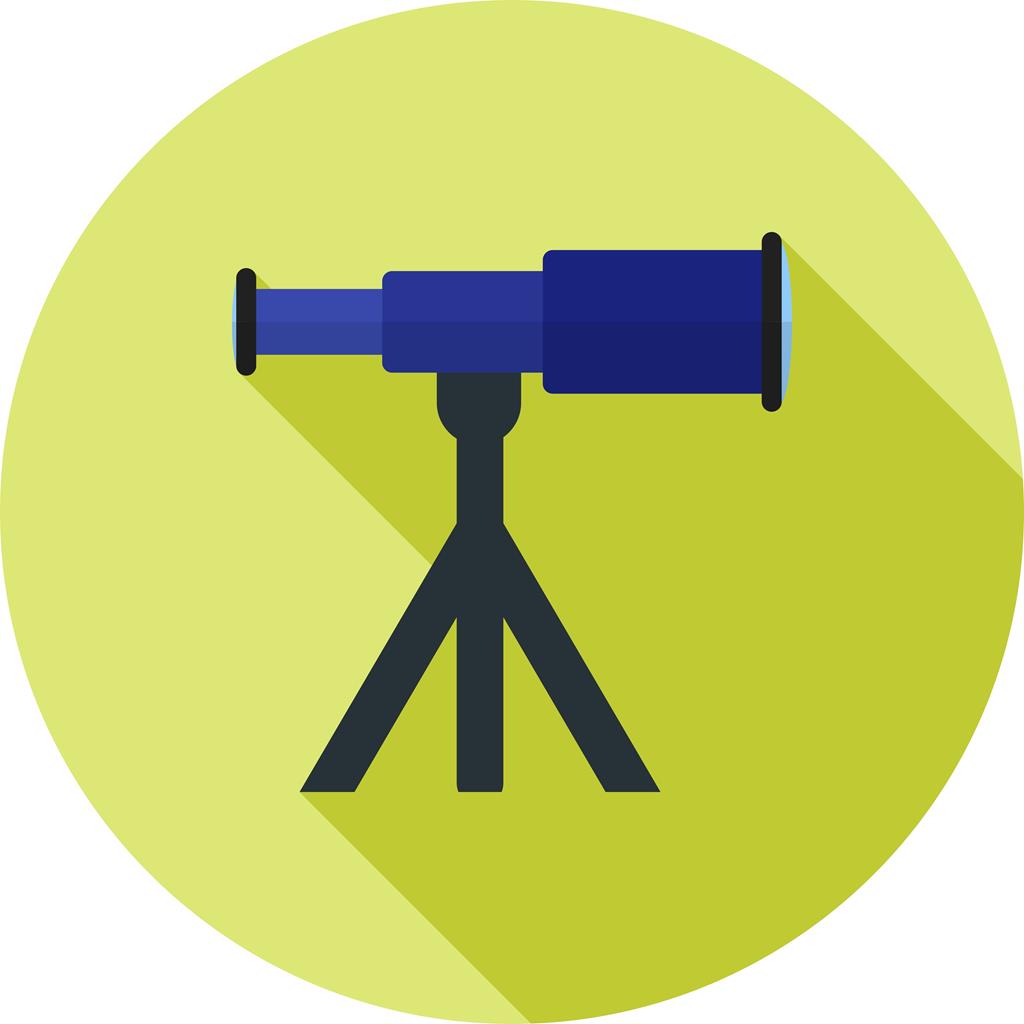 Telescope on Stand Flat Shadowed Icon