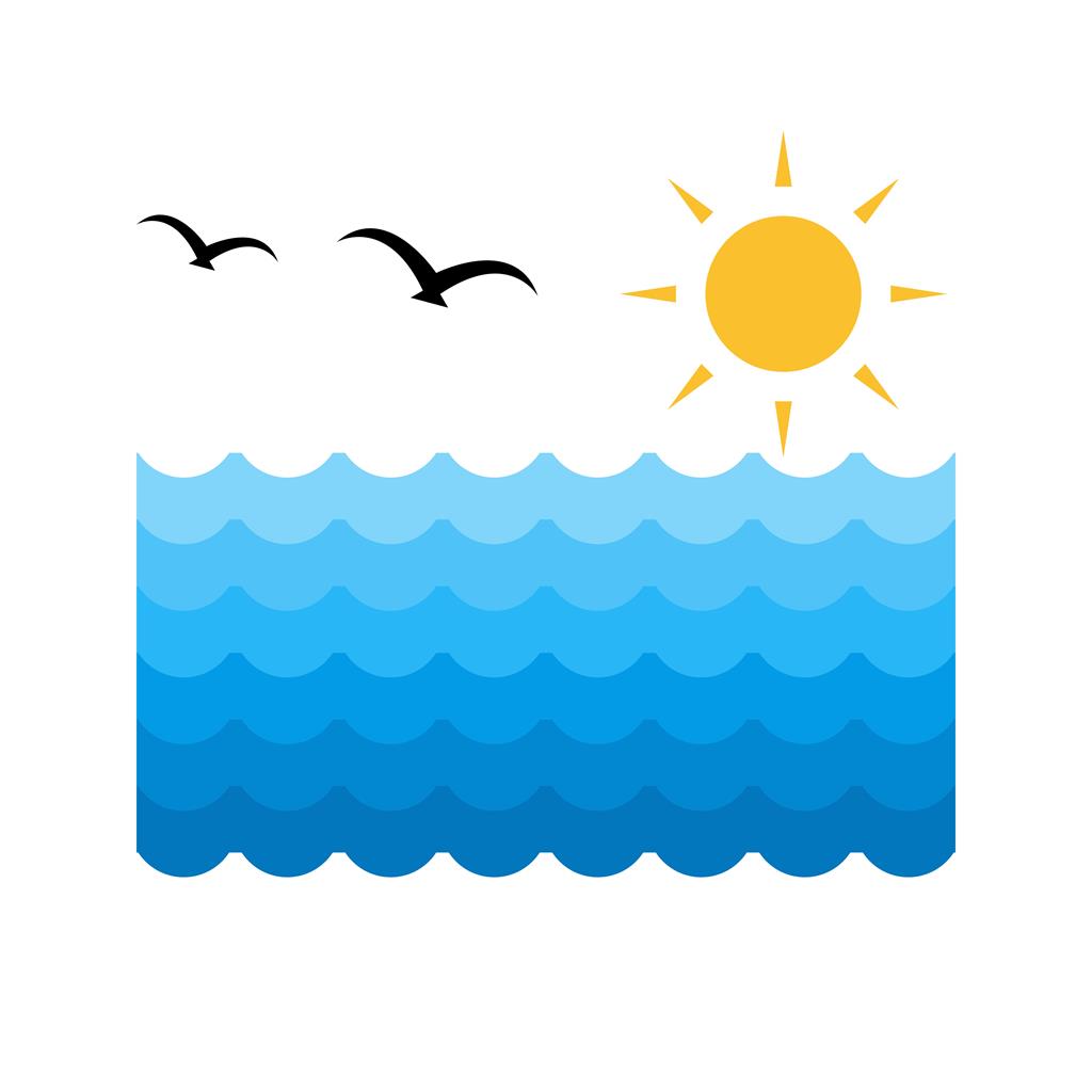 Sun and Waters Flat Multicolor Icon