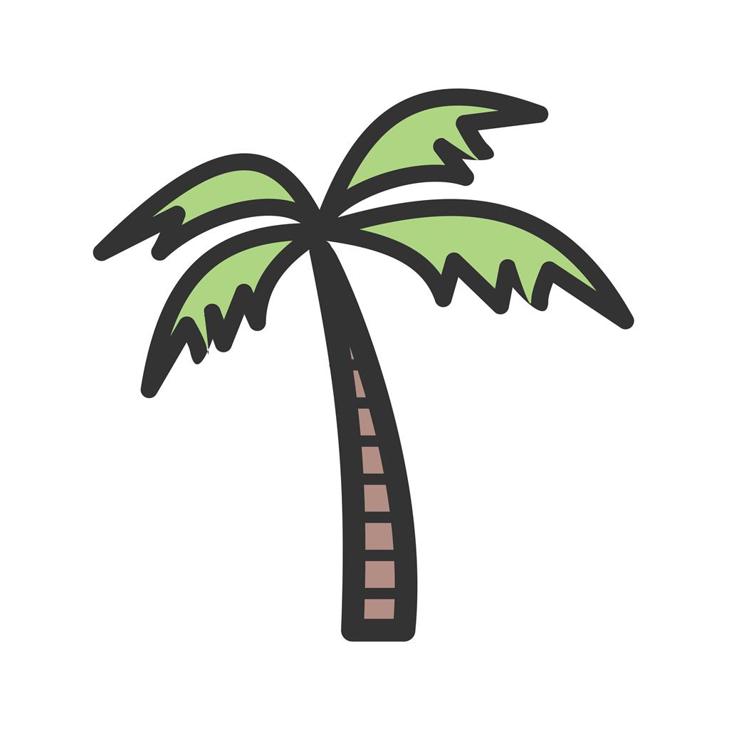 Coconut Tree Line Filled Icon