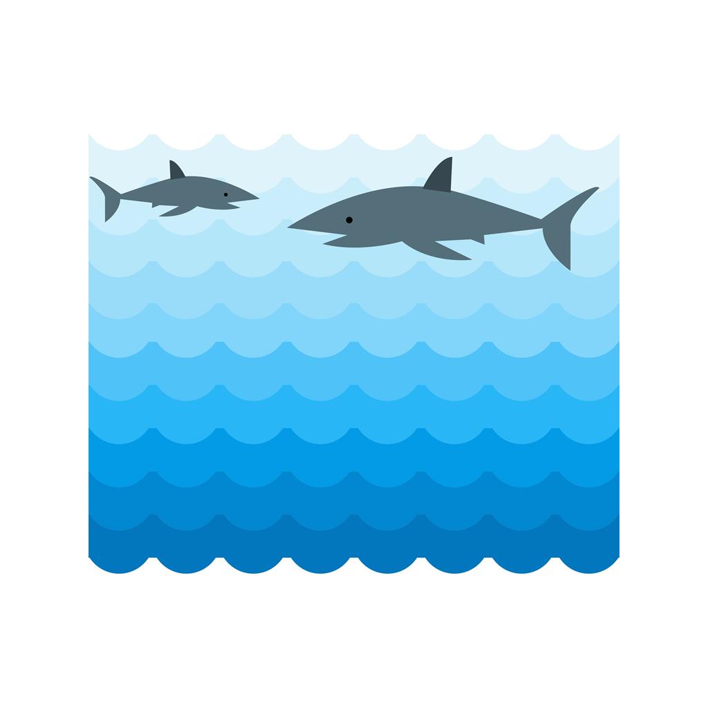 Fish Swimming in Water Flat Multicolor Icon
